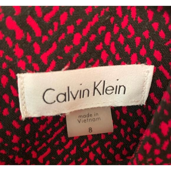 Calvin Klein Red and Black Shift Sheath Dress Size 8 - Picture 2 of 5